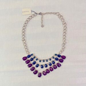 Talbot's Necklace, Collar-Style, Gold-tone, Colors- Purple, Blue,Green, Vintage